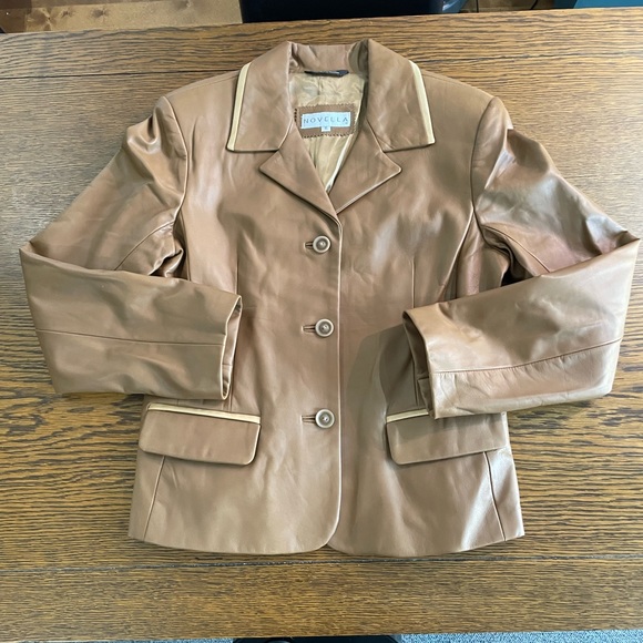 Soft Leather Blazer/Jacket SZ XL 2 Tone Tan - Picture 3 of 14